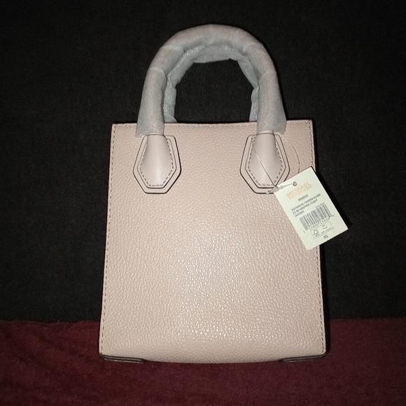 NWT Michael kors Mercer Extra-Small Pebbled Leather Crossbody Bag Powder Blush - Picture 2 of 14